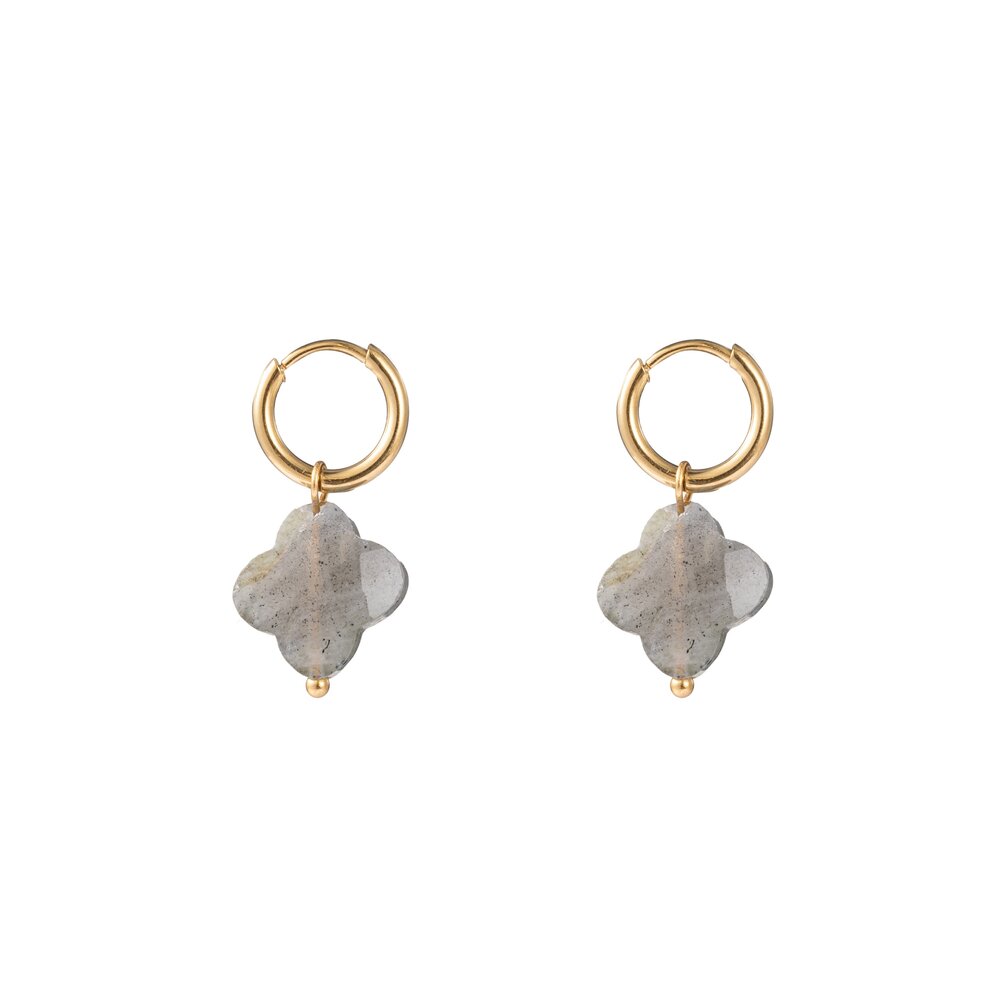 Stone Clover Hoop - Gold and Black