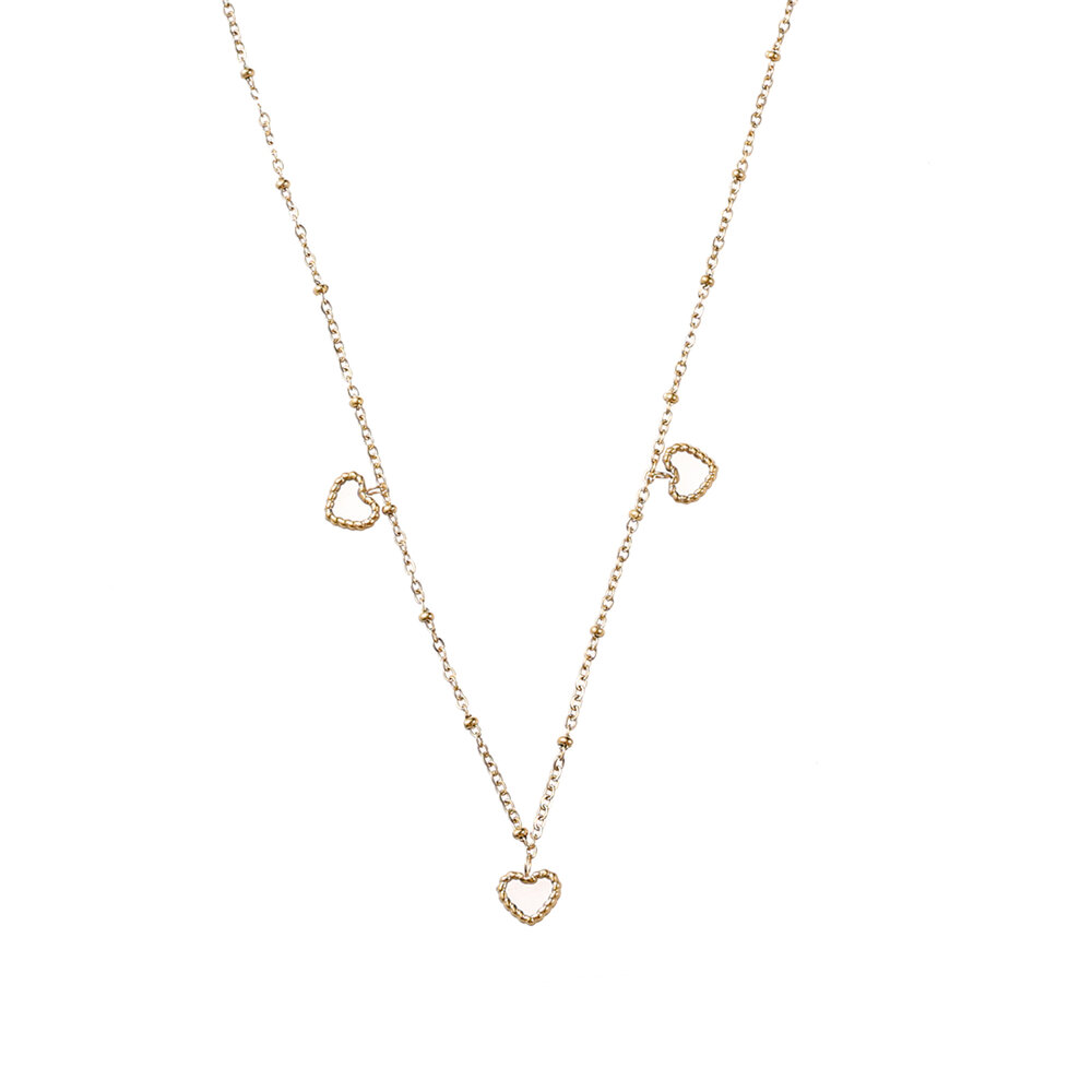 Open Heart Charm Necklace - Gold