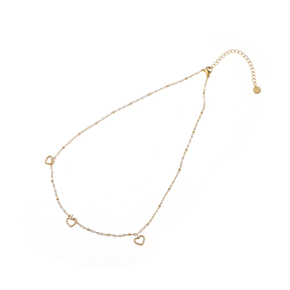 Open Heart Charm Necklace - Gold
