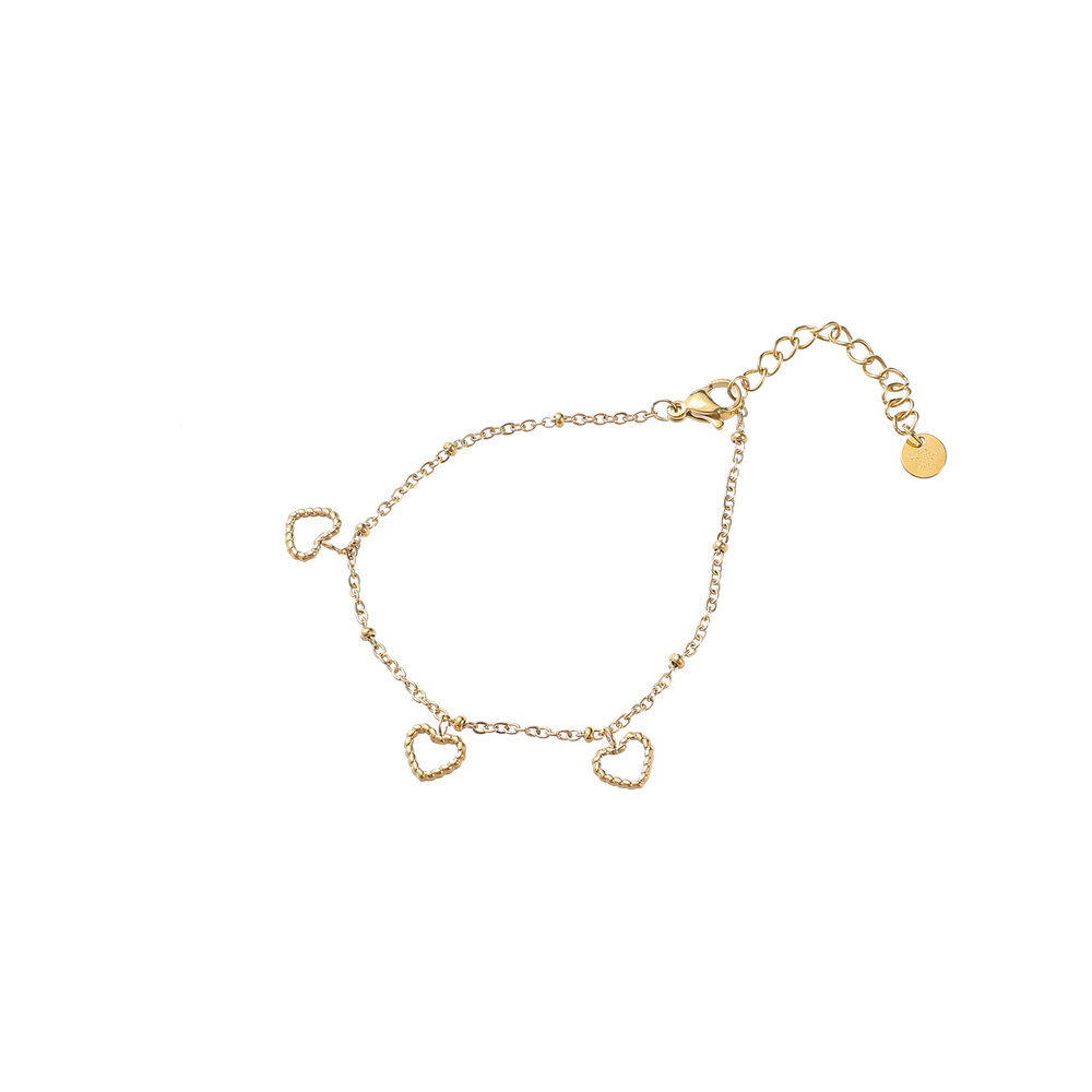 Open Heart Charm Bracelet &ndash; Gold