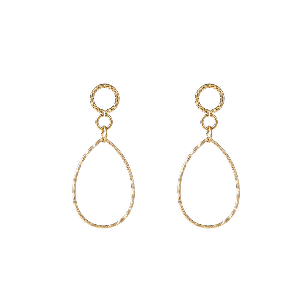 Textured Drop Hoops &ndash; Gold