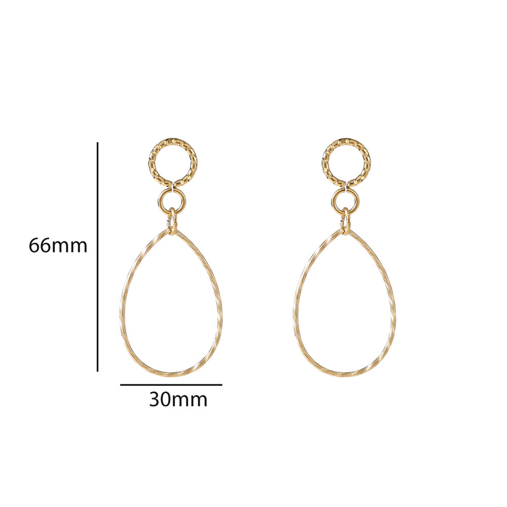 Textured Drop Hoops &ndash; Gold