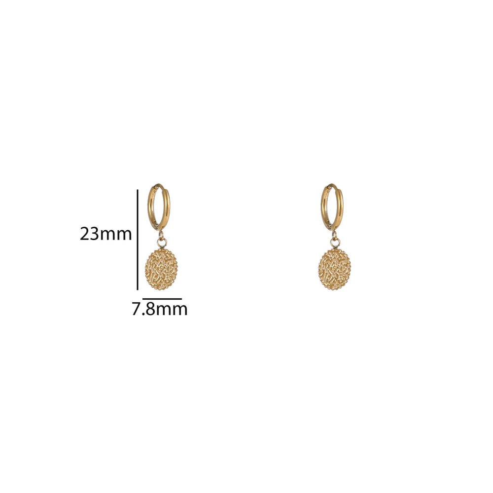Textured Coin Hoops &ndash; Gold