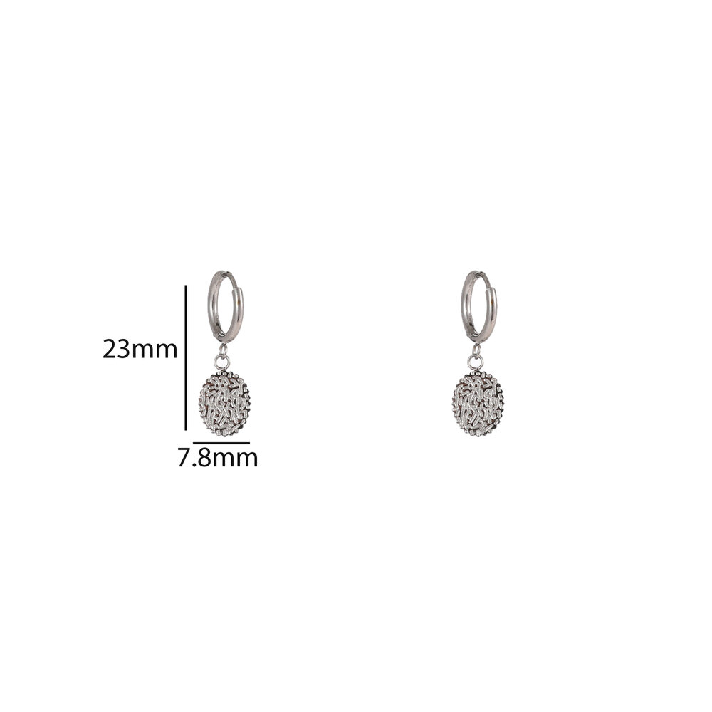 Textured Coin Hoops &ndash; Silver