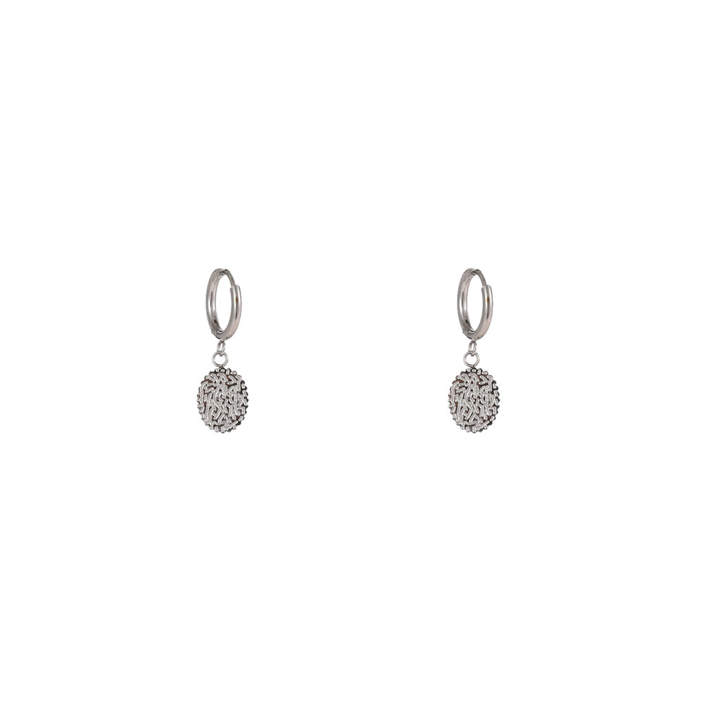 Textured Coin Hoops &ndash; Silver