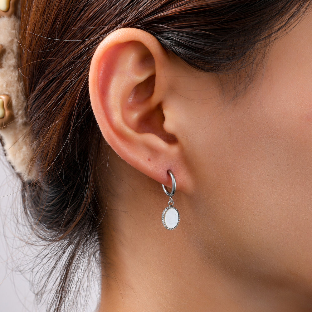 Textured Coin Hoops &ndash; Silver