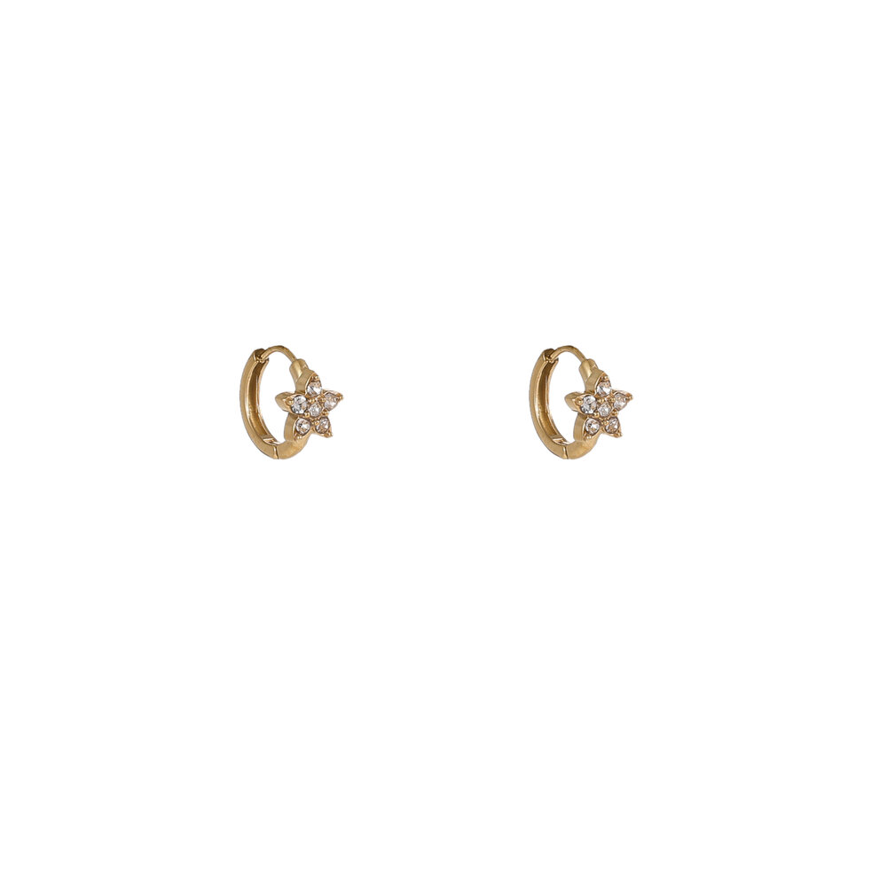 Flower Sparkle Hoops &ndash; Gold
