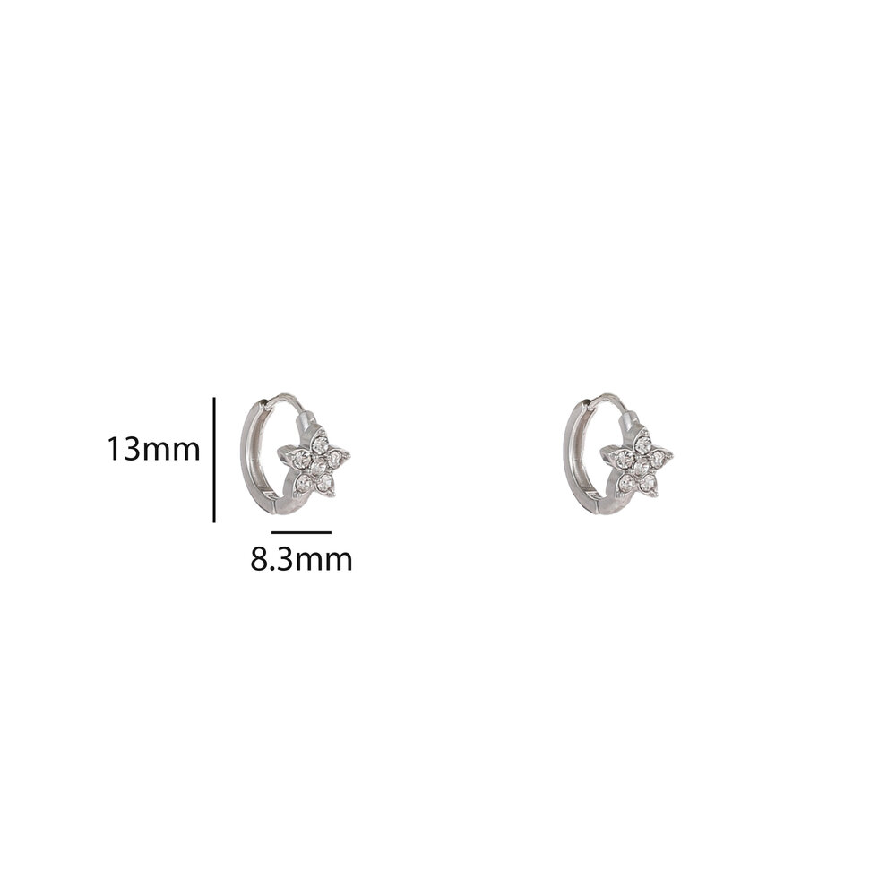 Flower Sparkle Hoops &ndash; Silver