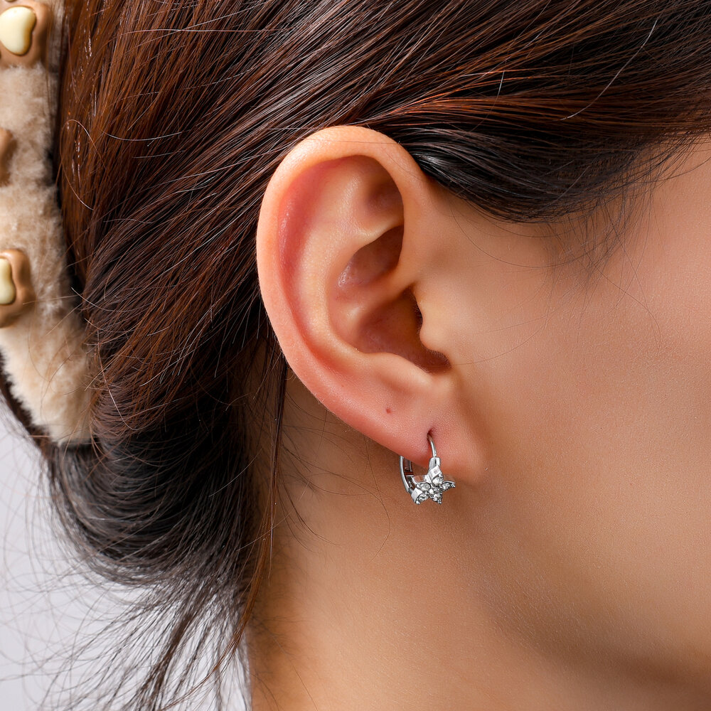 Flower Sparkle Hoops &ndash; Silver
