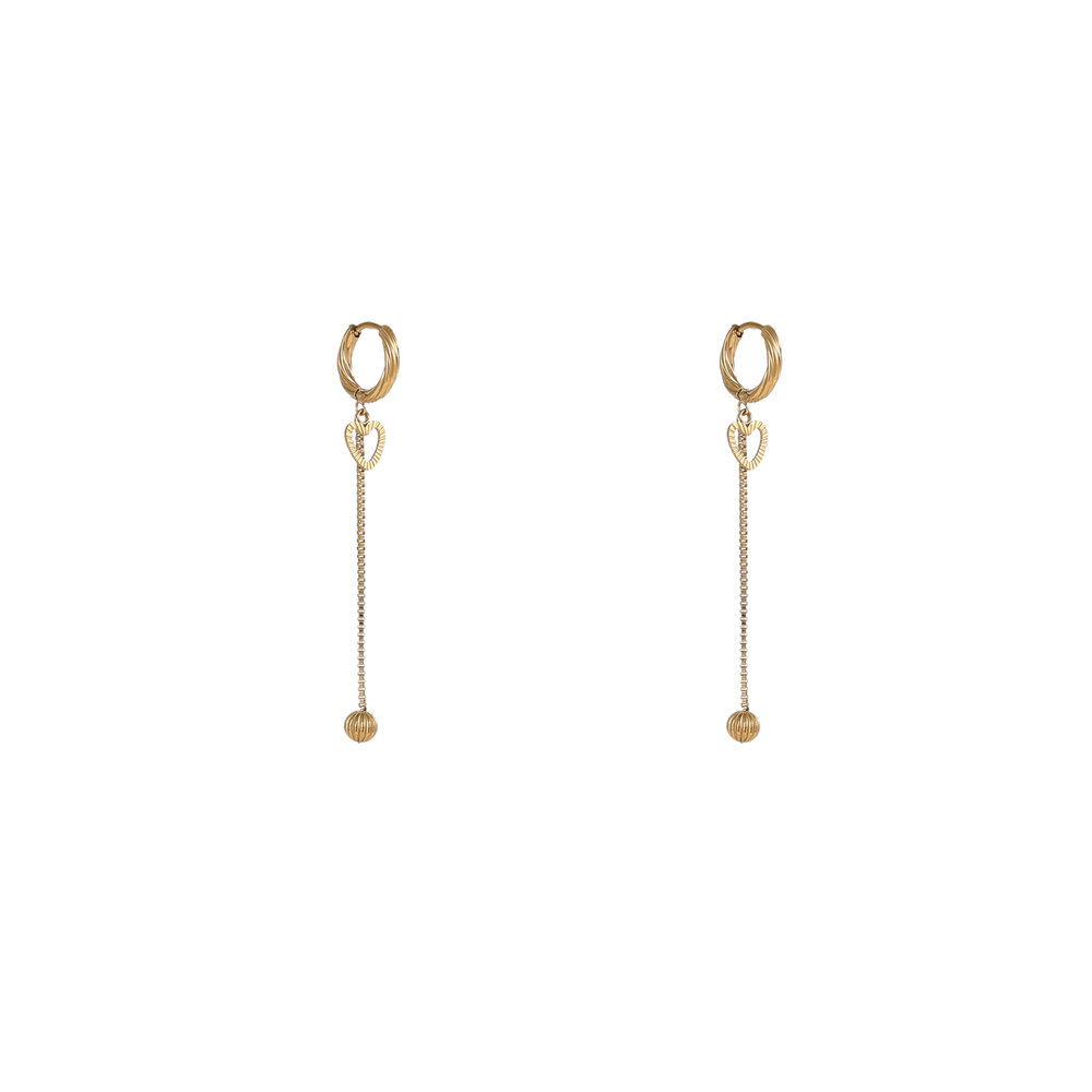 Long Heart Drop Hoops &ndash; Gold