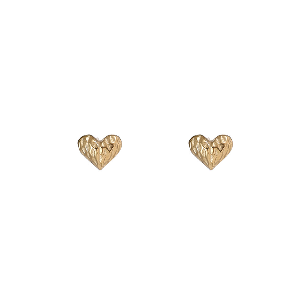 Textured Heart Studs &ndash; Gold