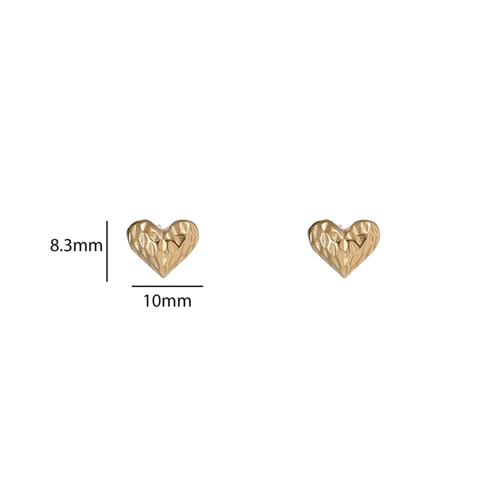 Textured Heart Studs &ndash; Gold