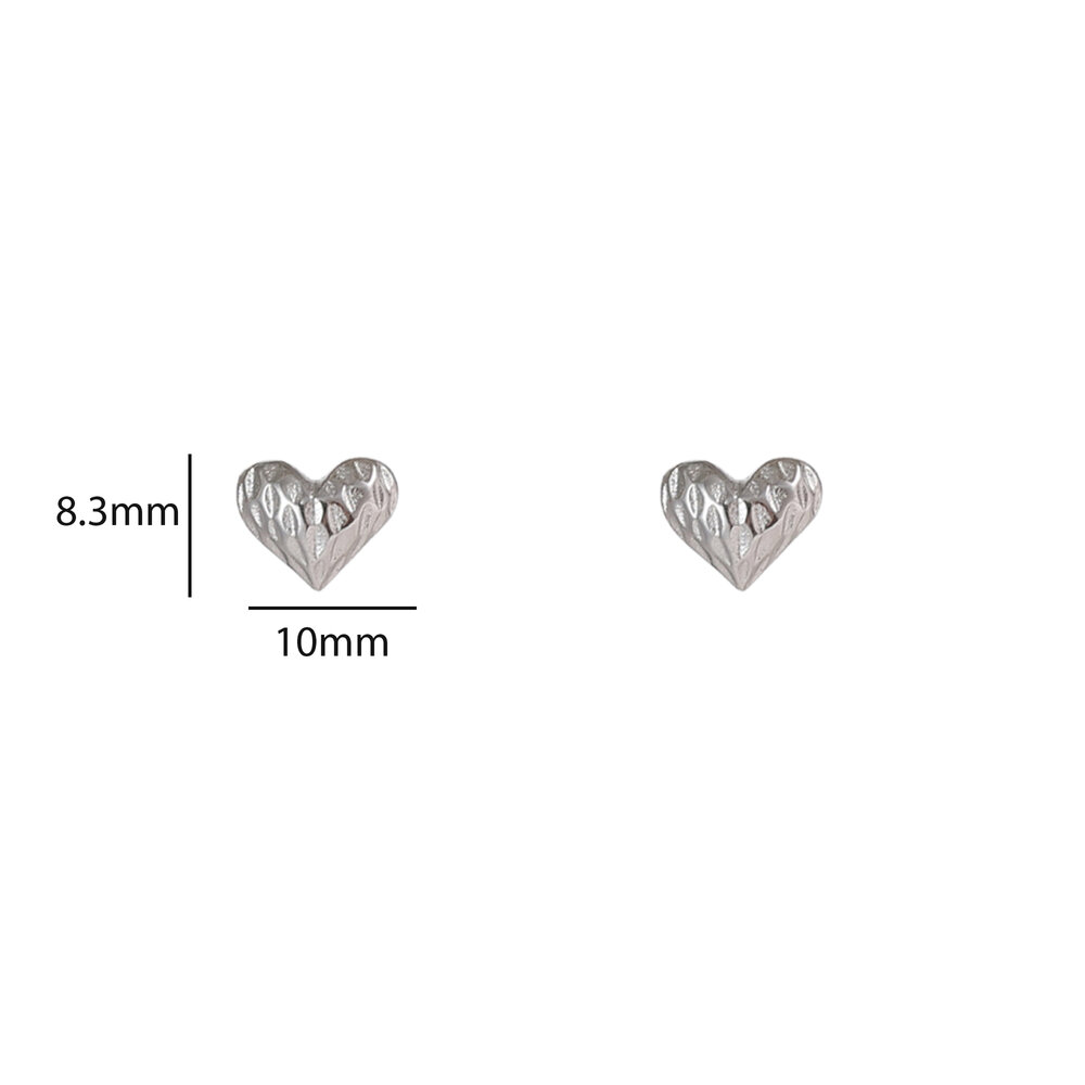 Textured Heart Studs &ndash; Silver