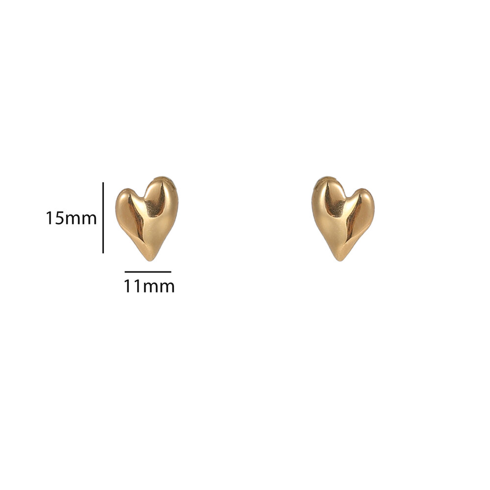 Puffy Heart Studs &ndash; Gold