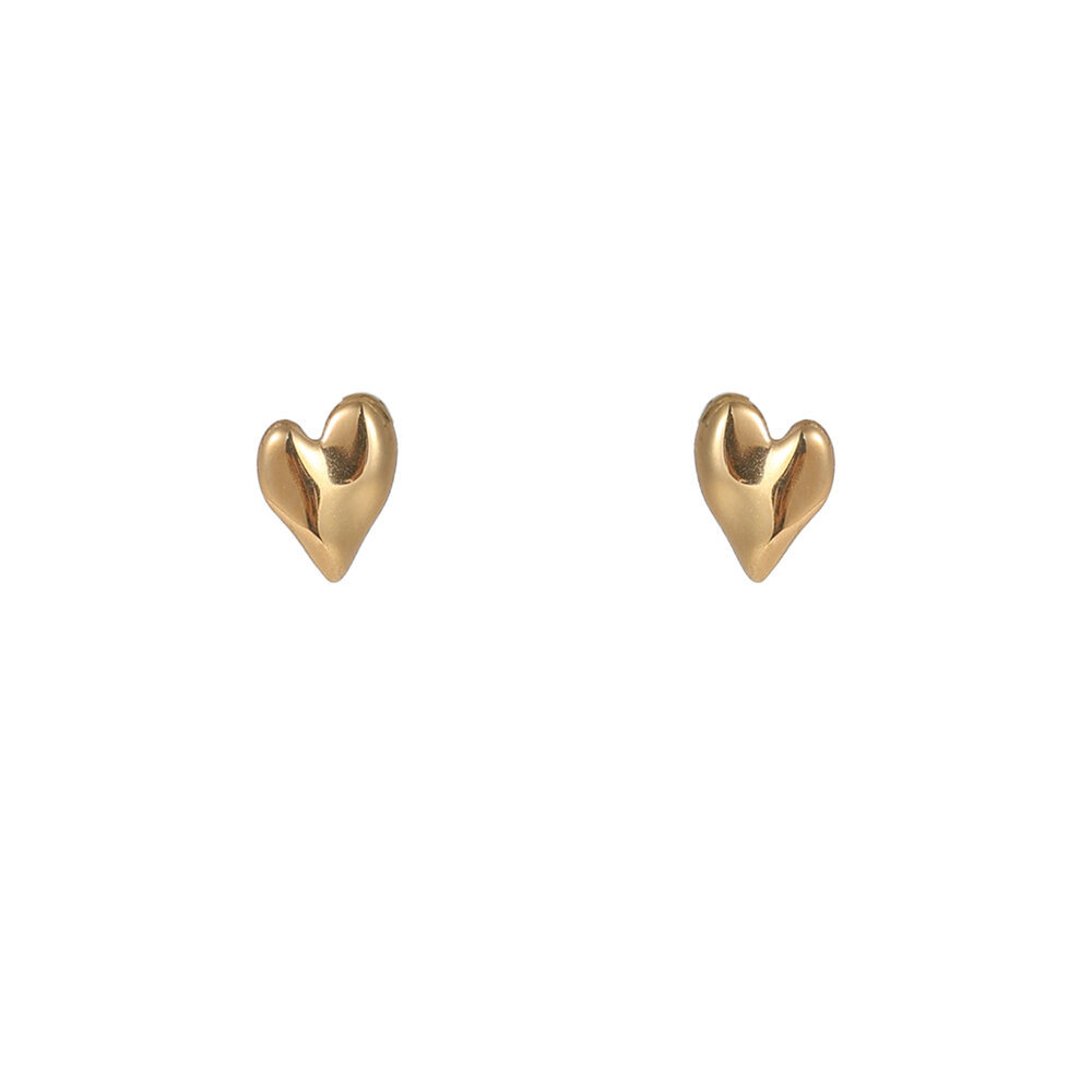 Puffy Heart Studs &ndash; Gold