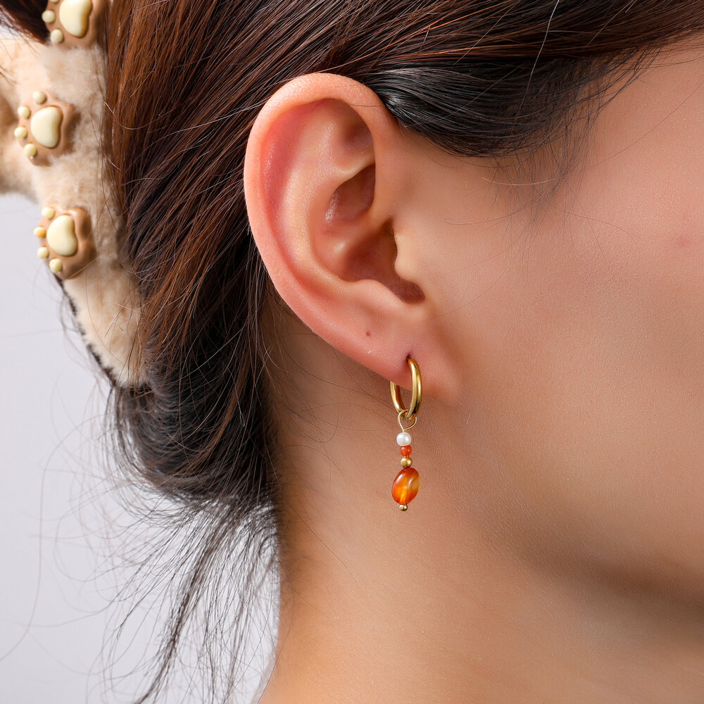 Gem Drop Hoops &ndash; Amber
