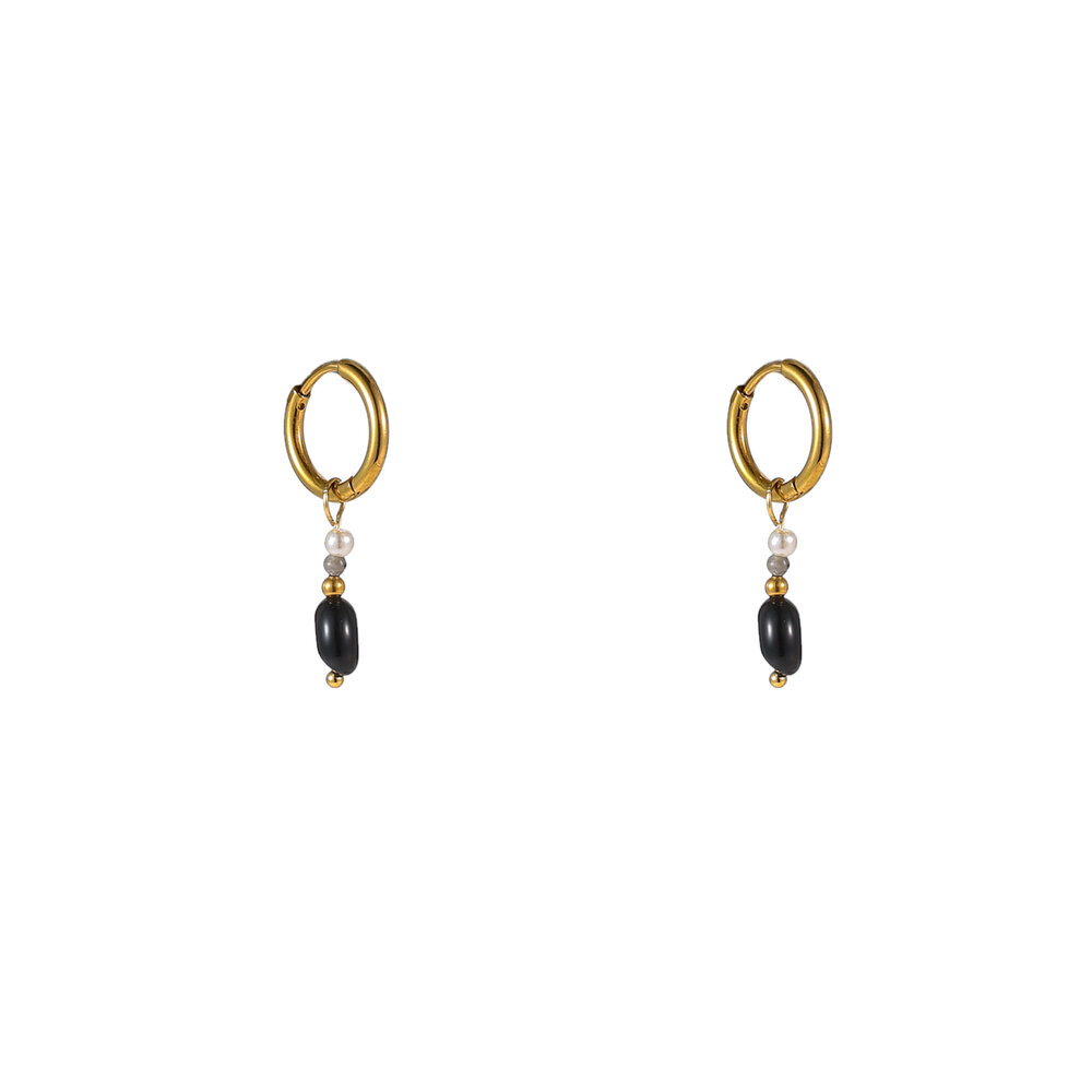 Gem Drop Hoops &ndash; Black