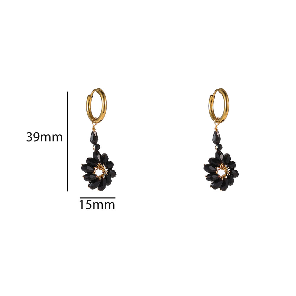 Daisy Drop Hoops &ndash; Black