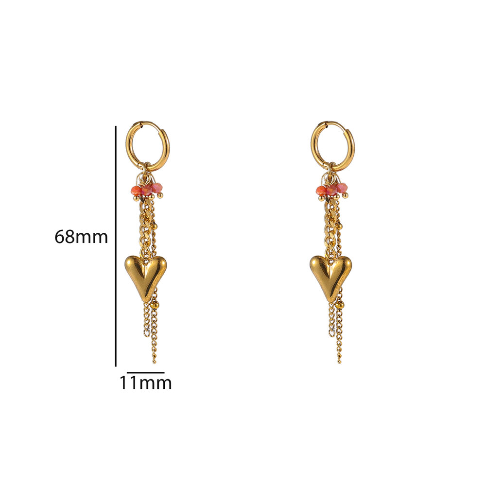 Heart Drop Hoops &ndash; Orange