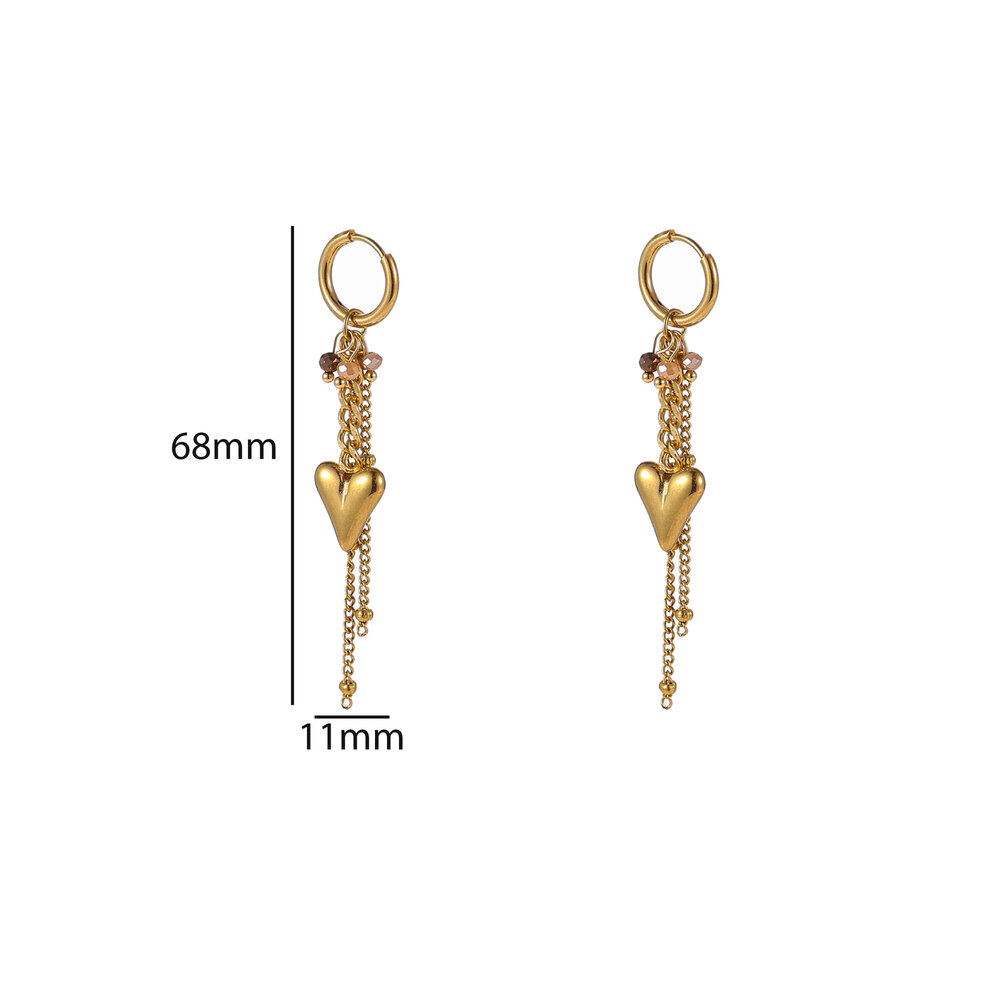Heart Drop Hoops &ndash; Taupe