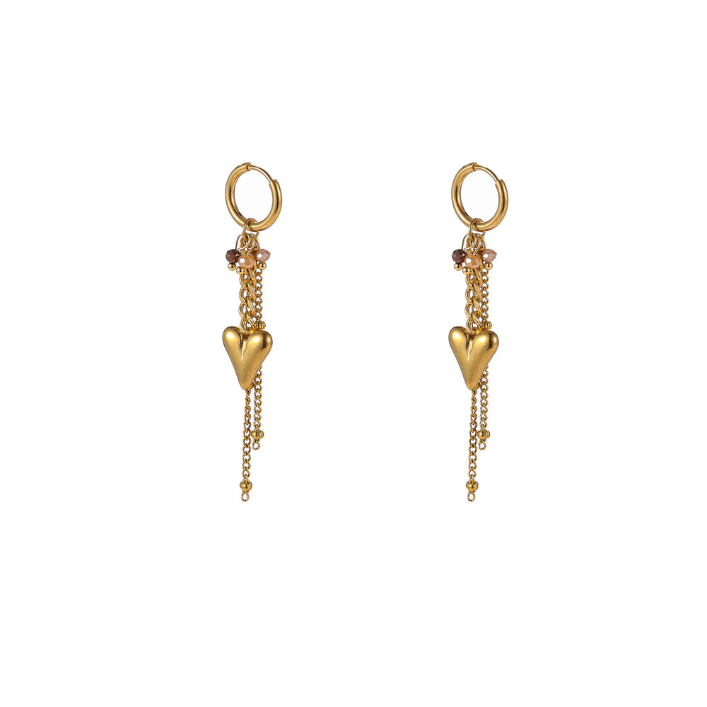 Heart Drop Hoops &ndash; Taupe