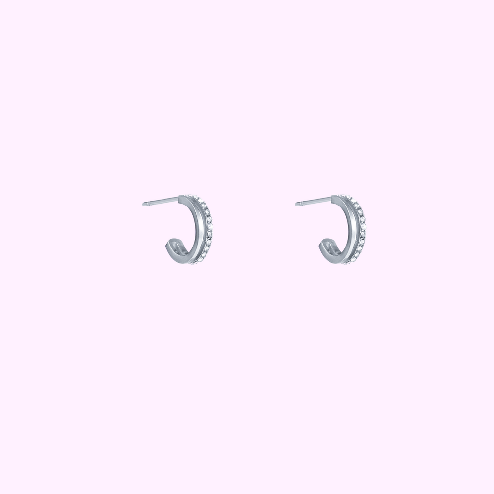 Sparkle Half Hoops - Silver