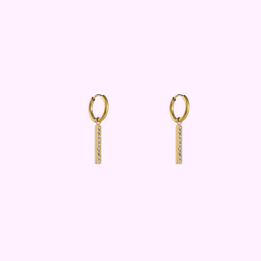 Linear Sparkle Hoops - Gold
