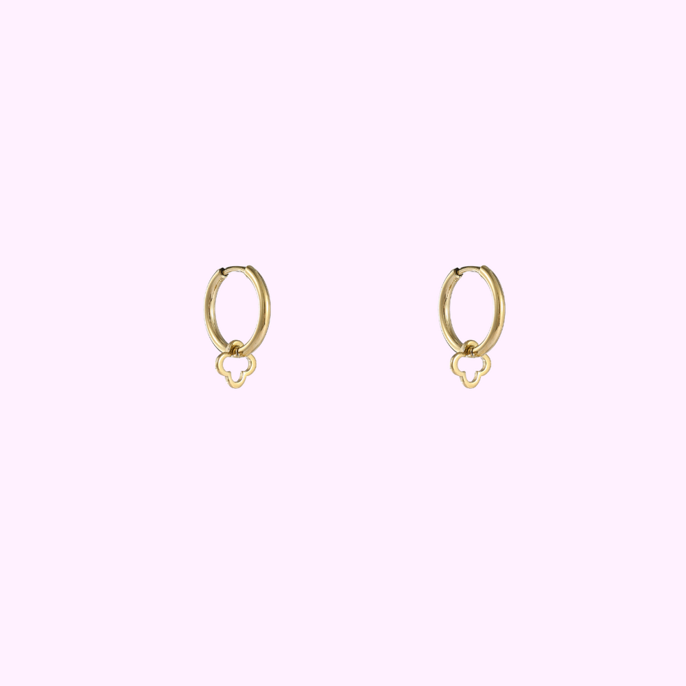Petite Clover Hoops - Gold