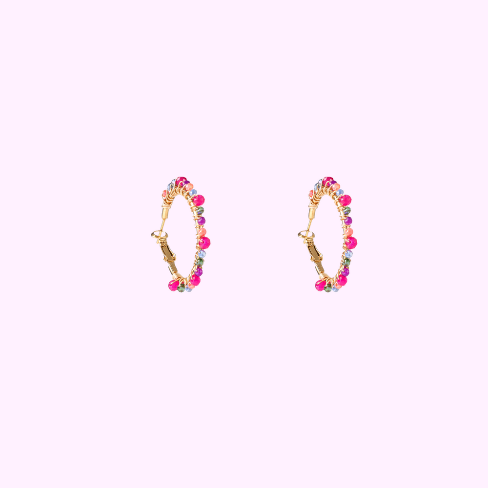 Beaded Glam Hoops - Multicolor
