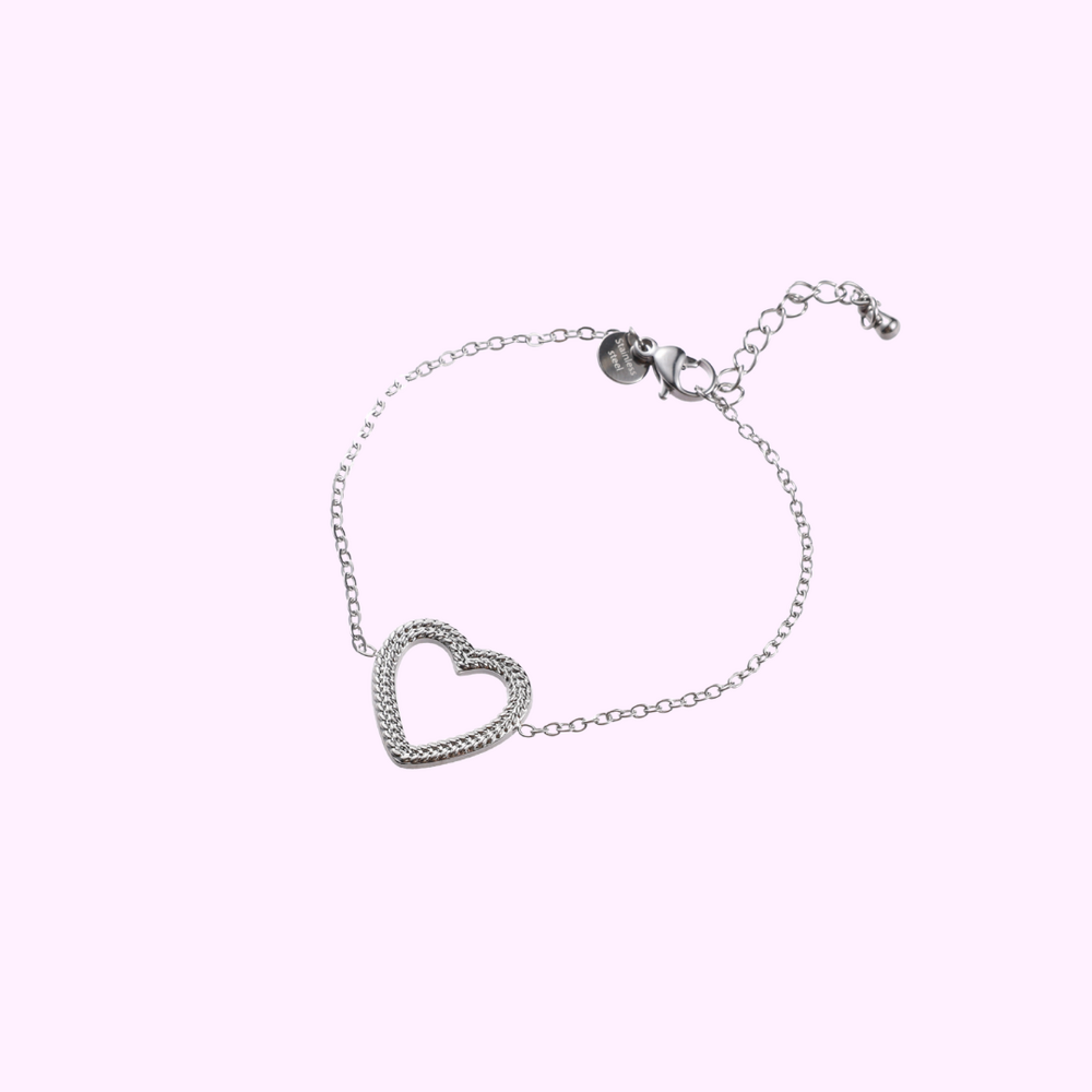 Braided Heart Bracelet - Silver