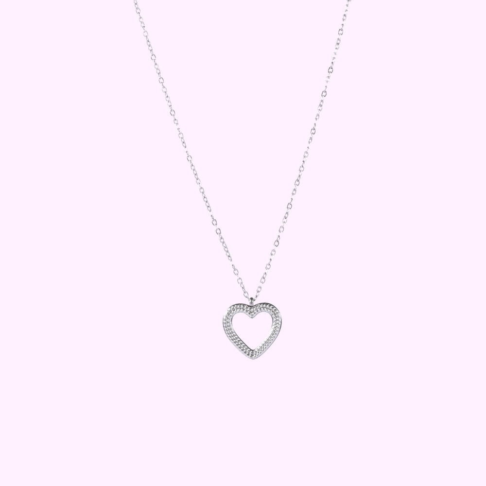 Braided Heart Necklace - Silver