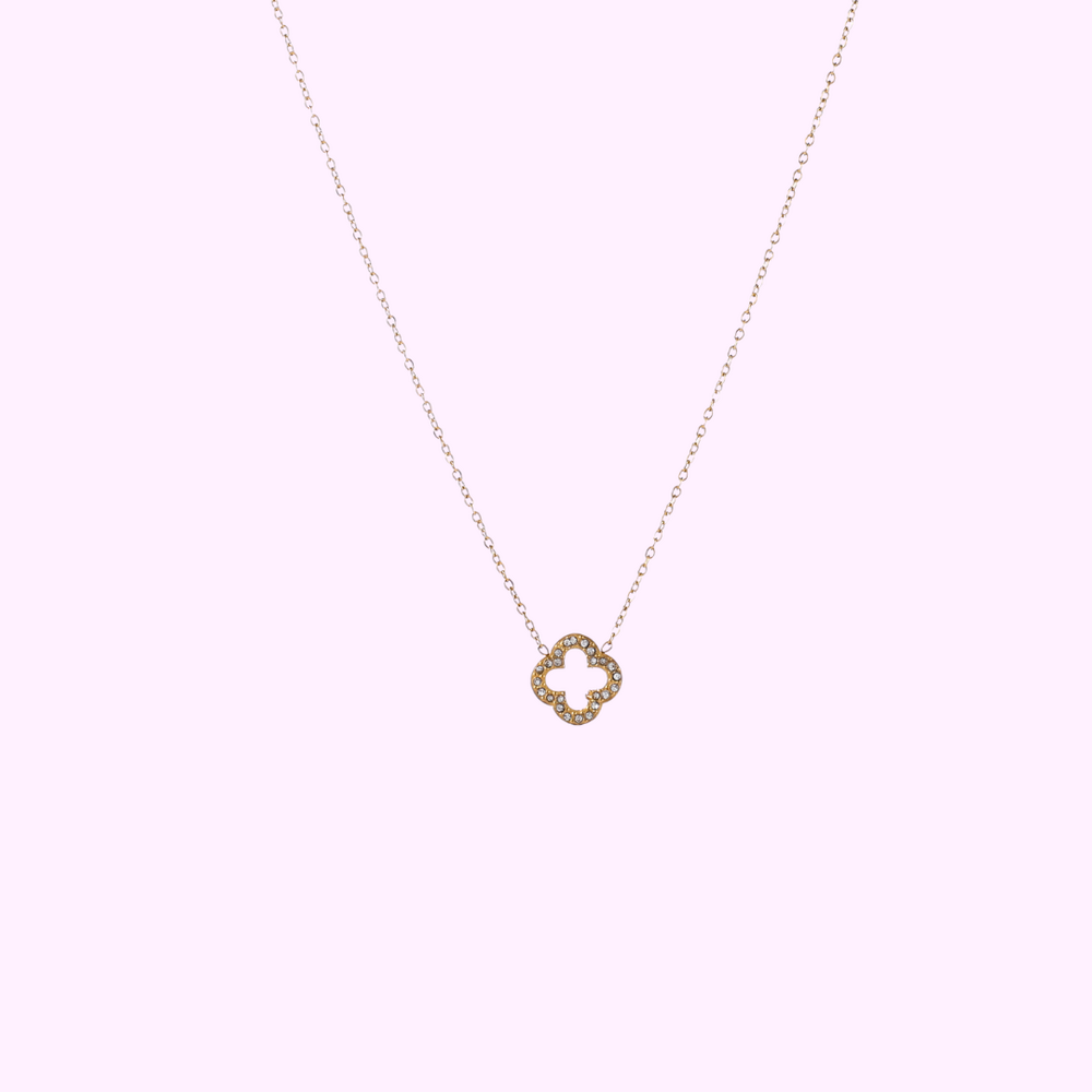 Sparkling Clover Necklace - Gold