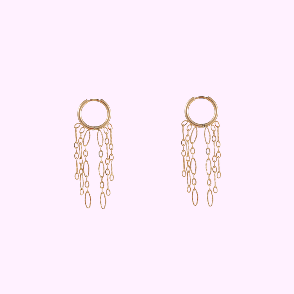 Hoop + 5 oval chains - Gold