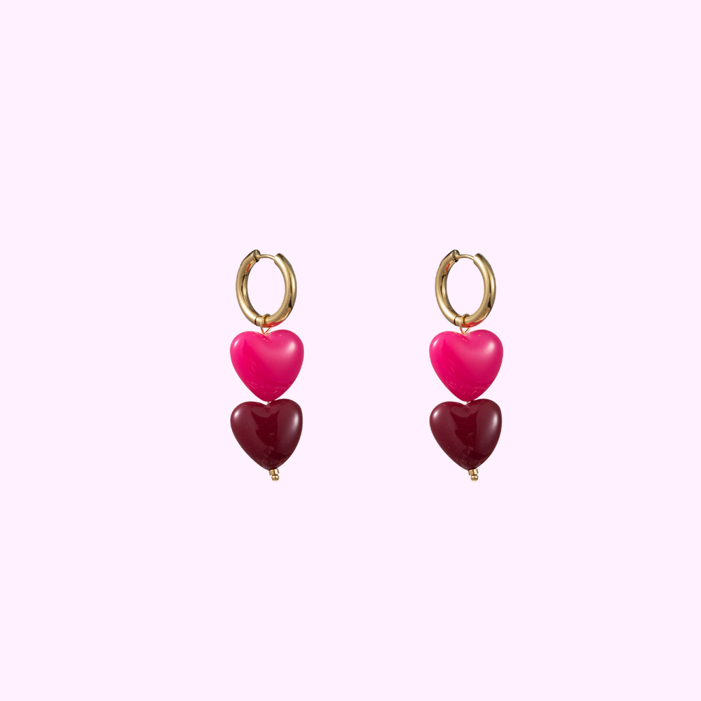 Big Pink Hearts - Gold and Pink