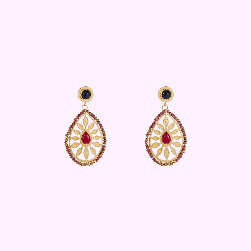 Pink Sun Earring - Gold and Pink