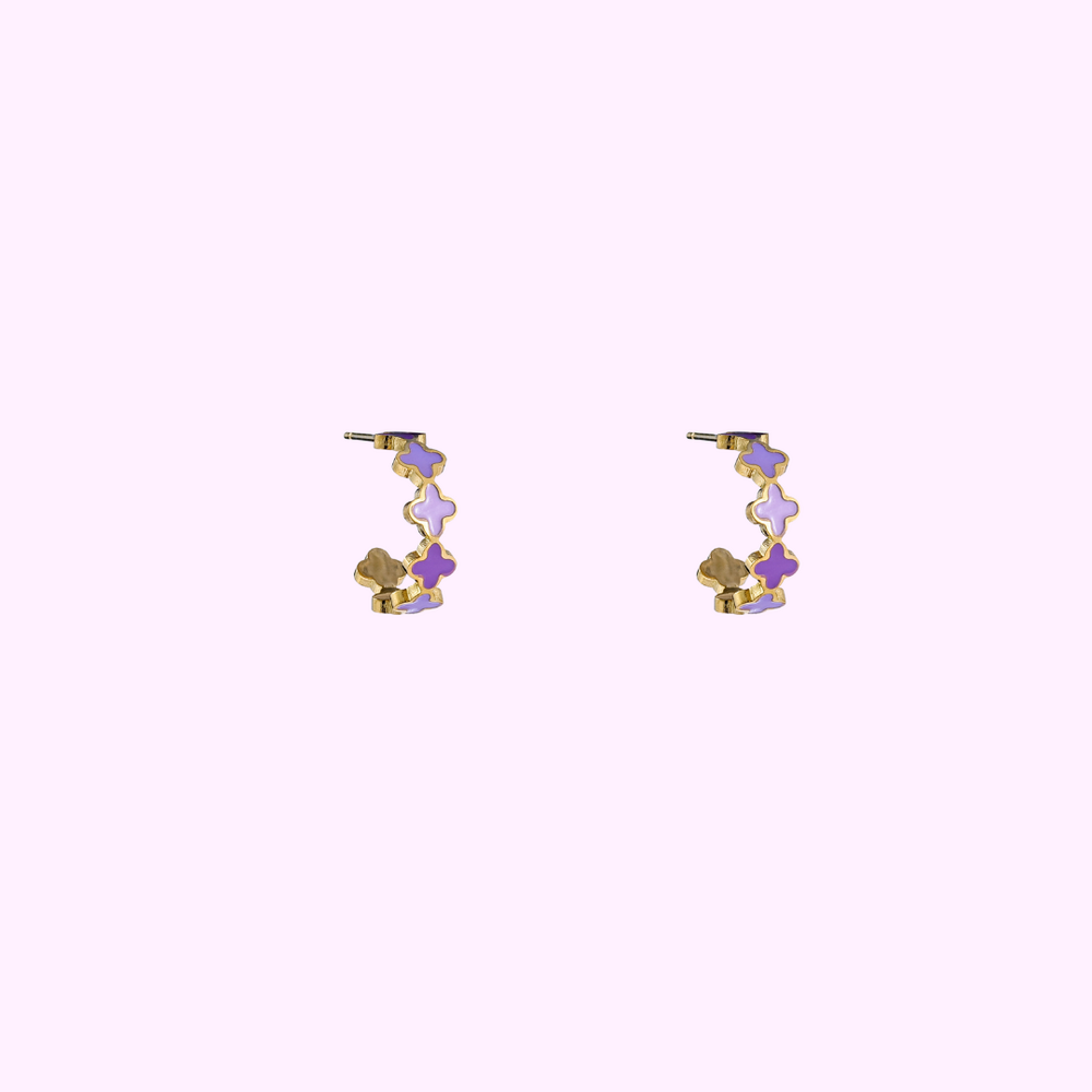 Clover Earring - Gold and Purple