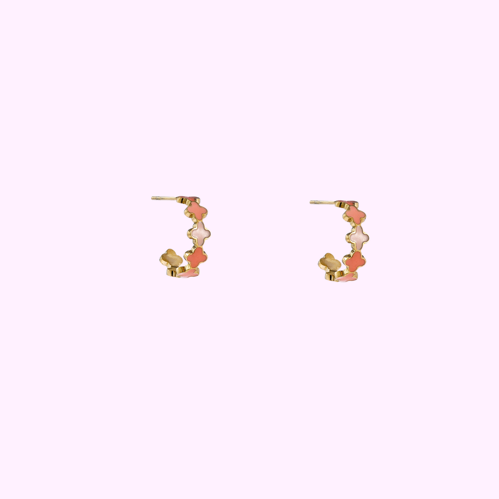 Clover Earring - Gold and Orange