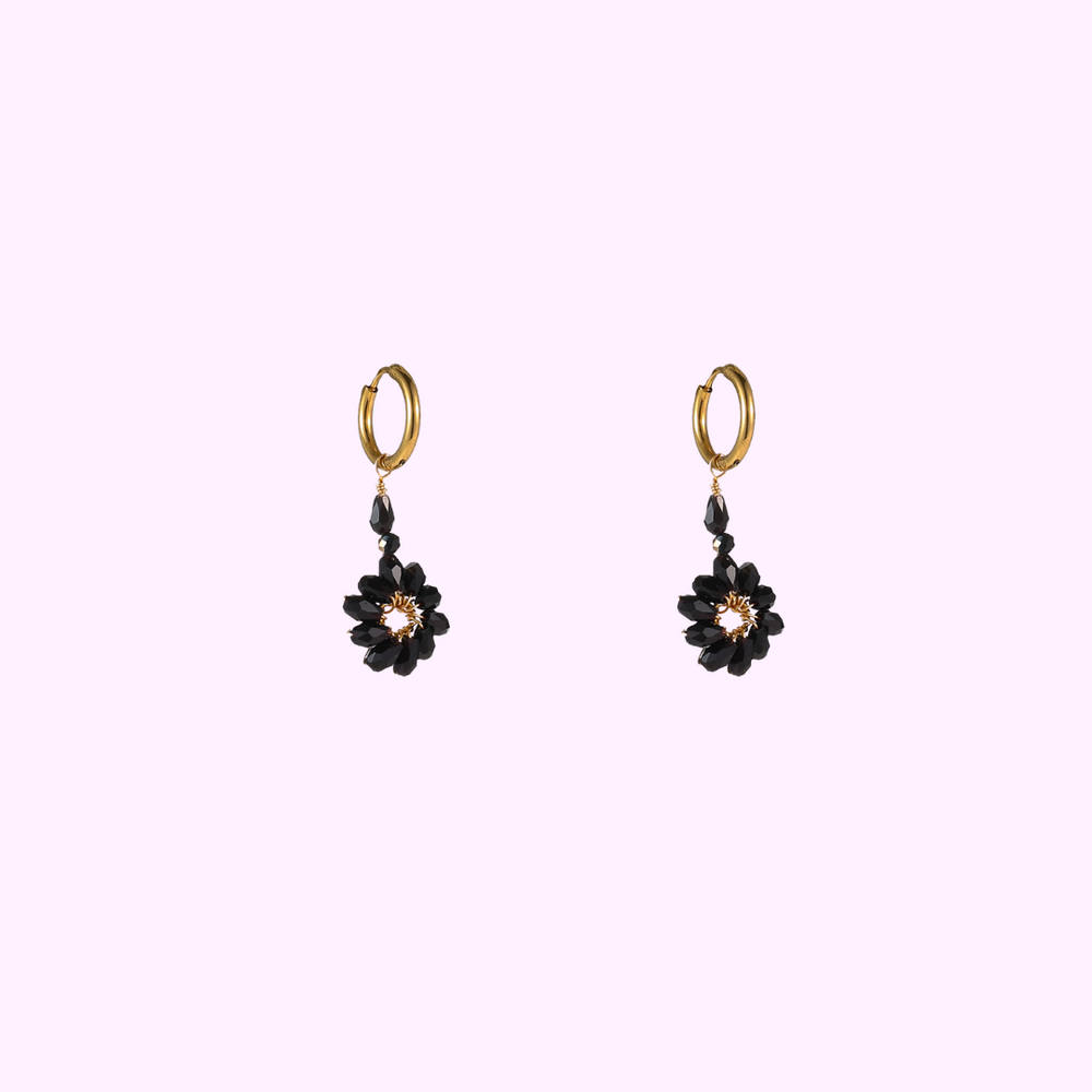 Daisy Drop Hoops &ndash; Black