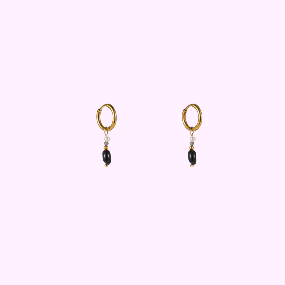 Gem Drop Hoops &ndash; Black