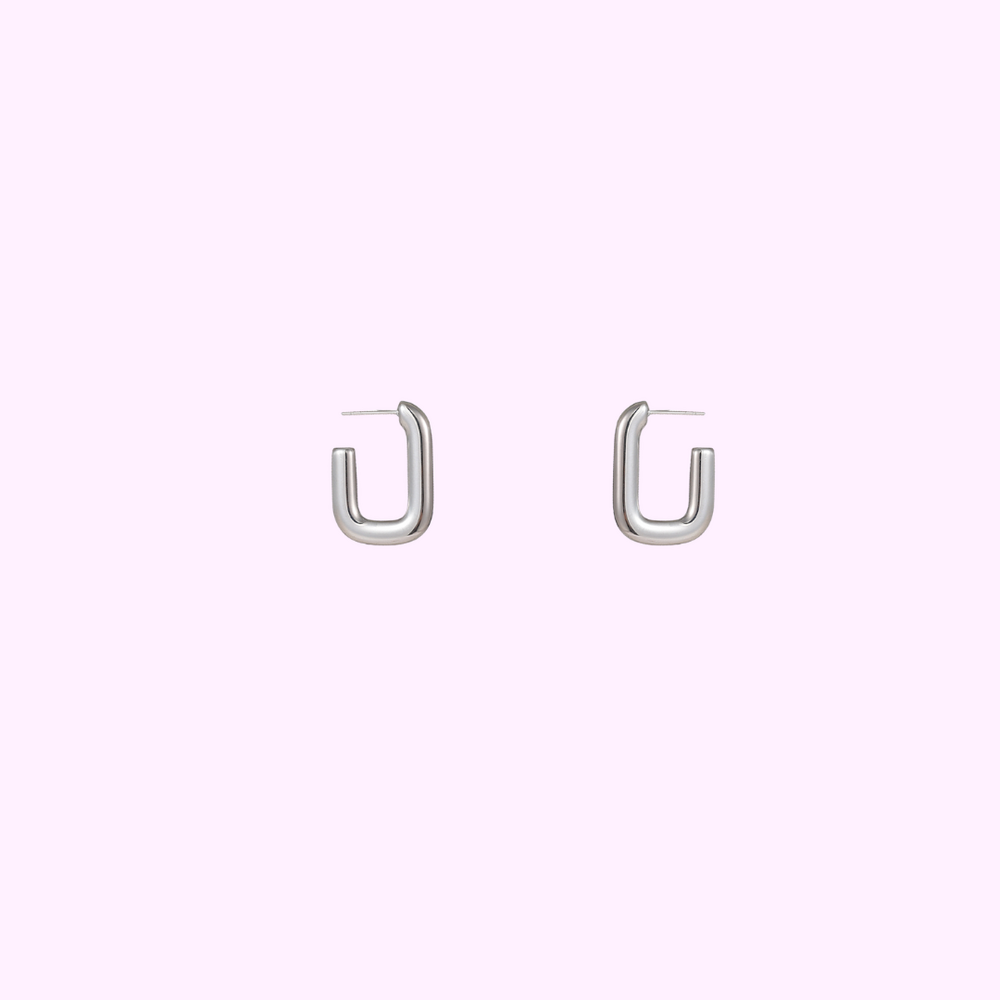 Bold Square Hoops &ndash; Silver