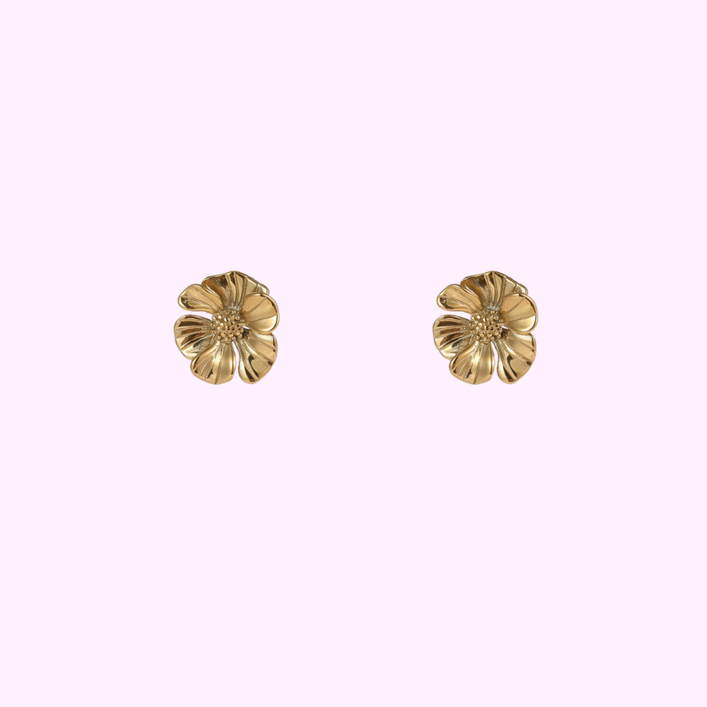 Soft Petals Floral Studs &ndash; Gold