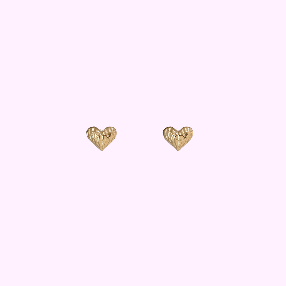 Textured Heart Studs &ndash; Gold