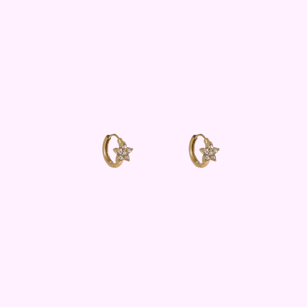 Flower Sparkle Hoops &ndash; Gold