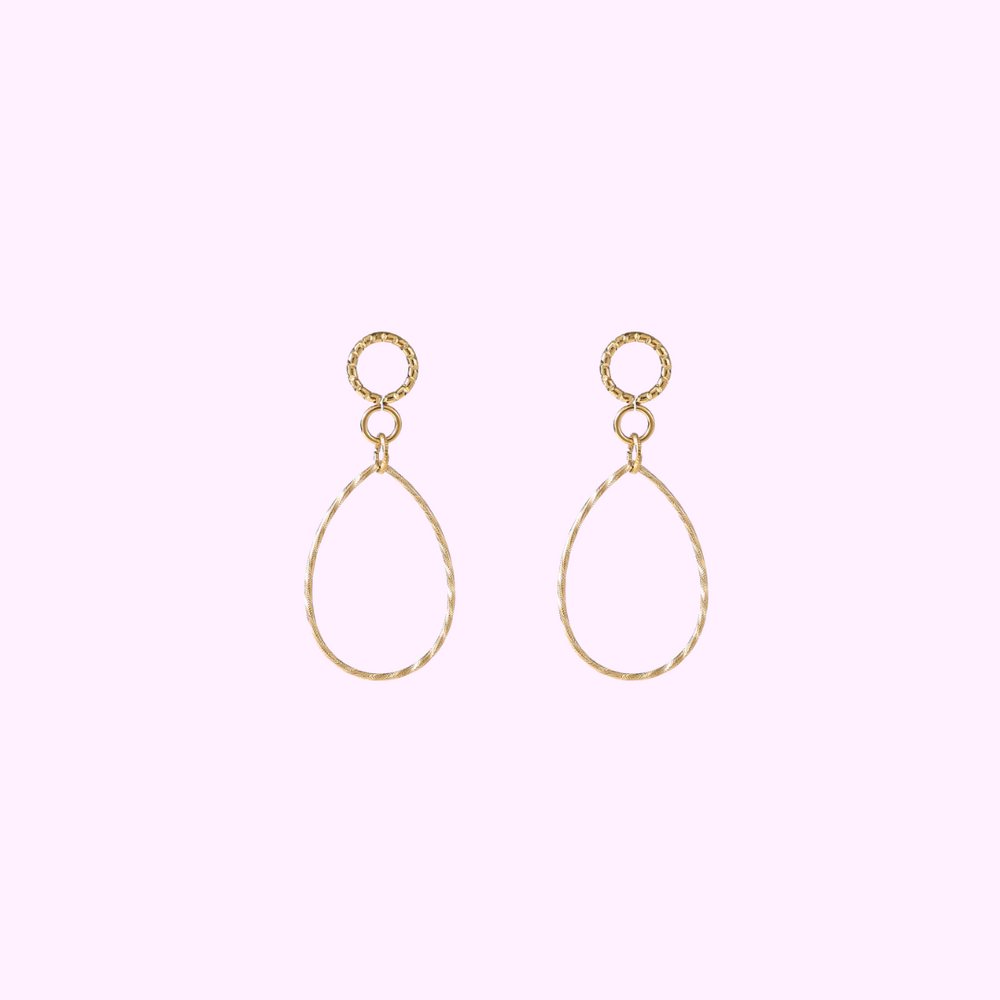 Textured Drop Hoops &ndash; Gold