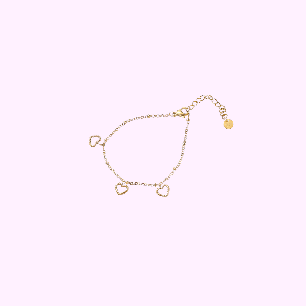 Open Heart Charm Bracelet &ndash; Gold