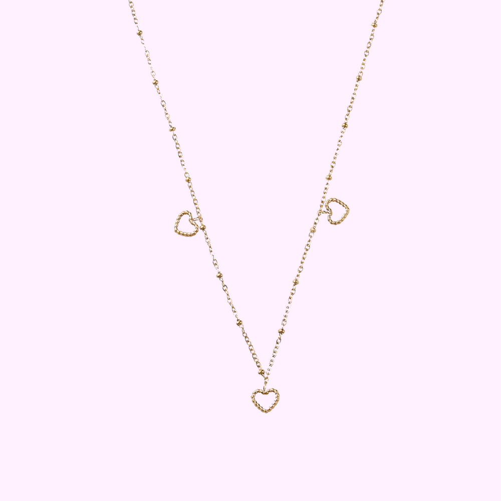 Open Heart Charm Necklace - Gold