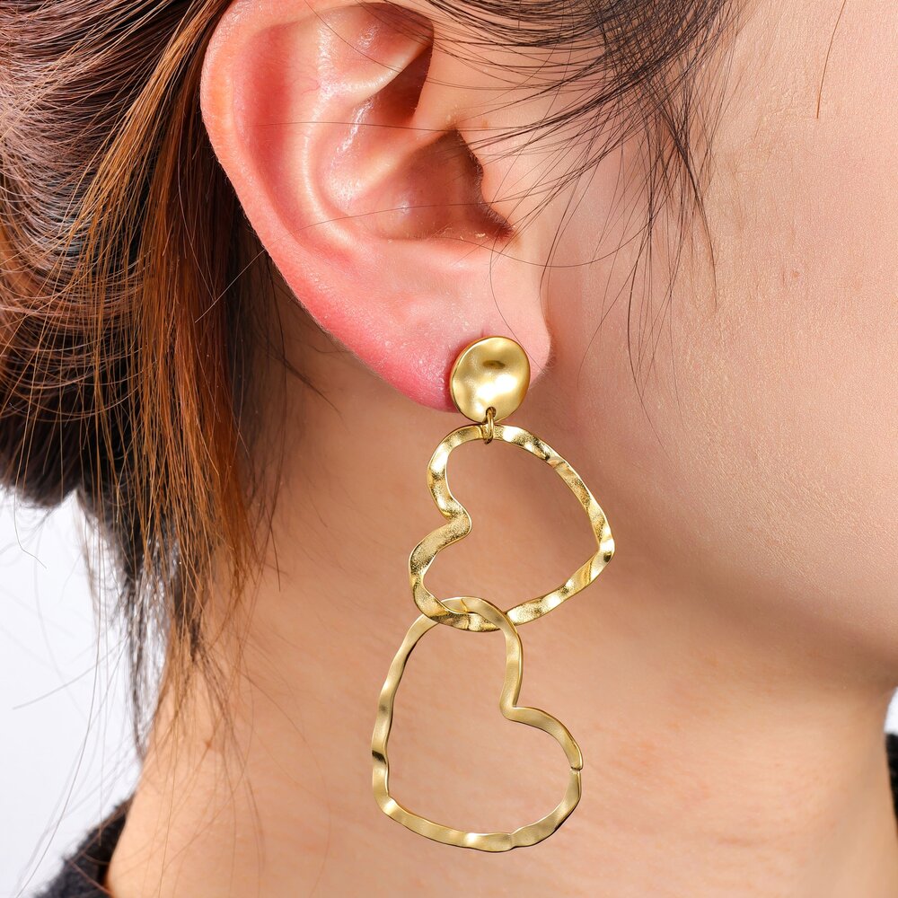Heart Statement Earring - Gold