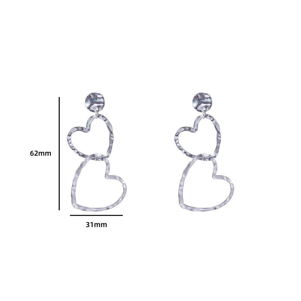 Heart Statement Earring - Silver