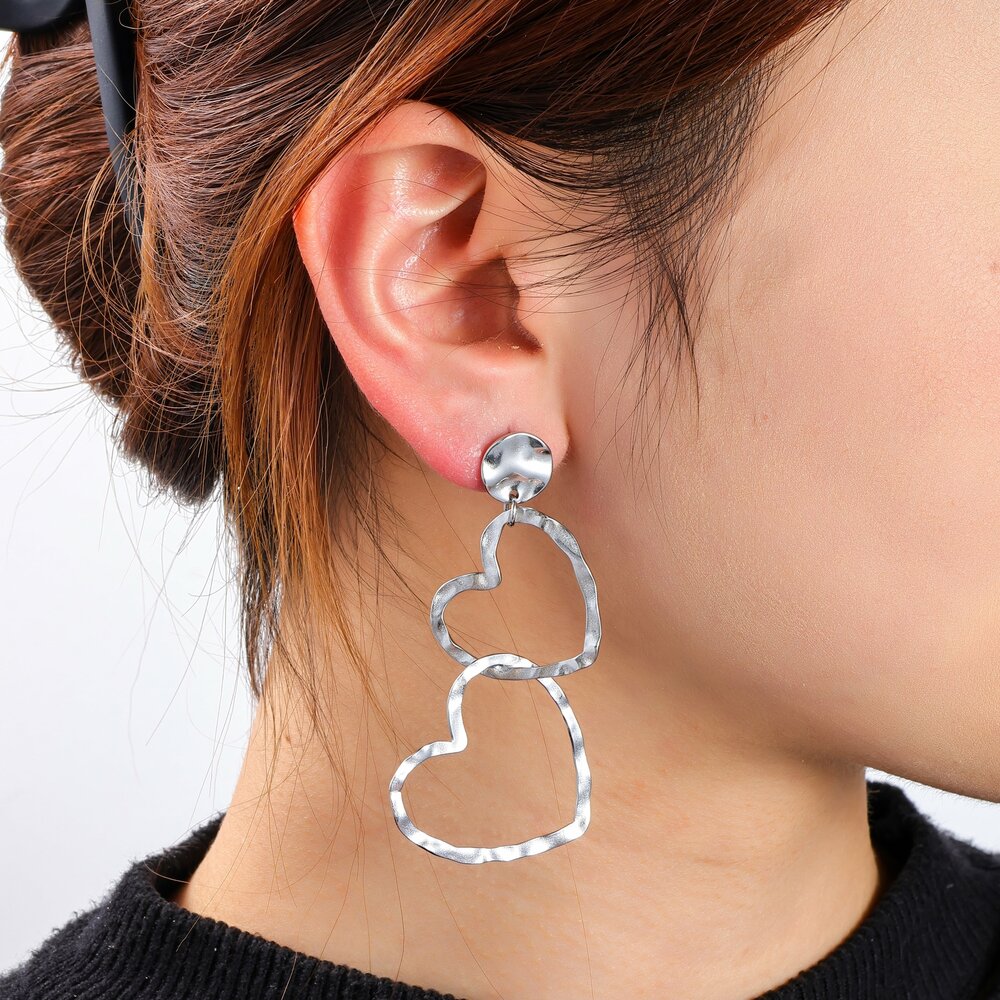 Heart Statement Earring - Silver