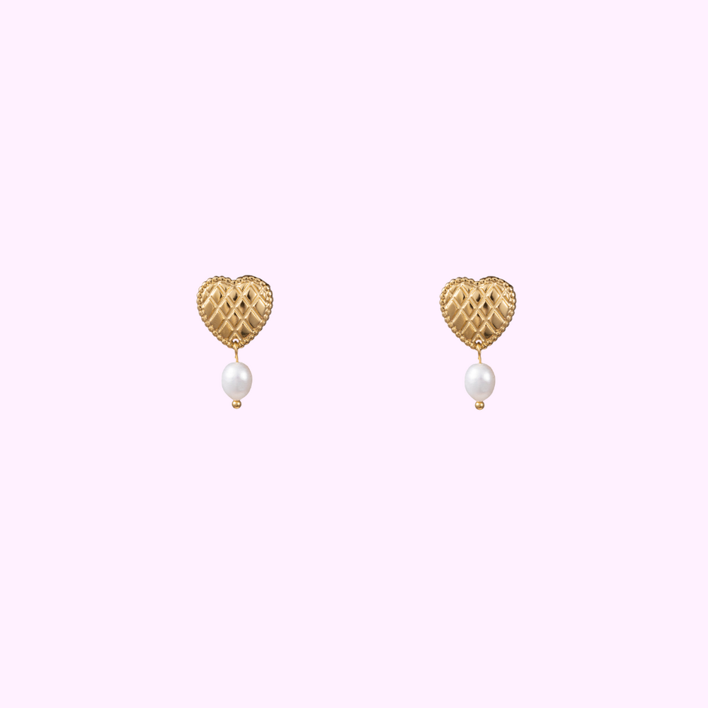 Woven Heart Stud - Gold